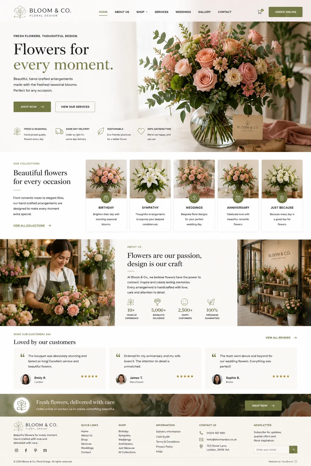 Bloom and Co florist e-commerce website design