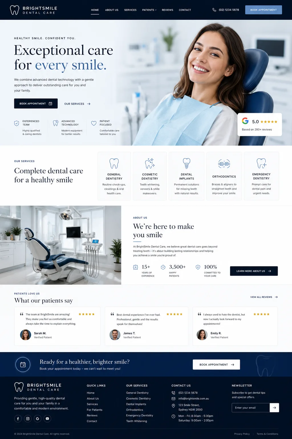 Brightsmile dental practice website design