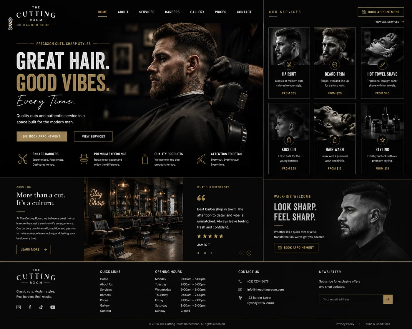The Cutting Room hair salon website design
