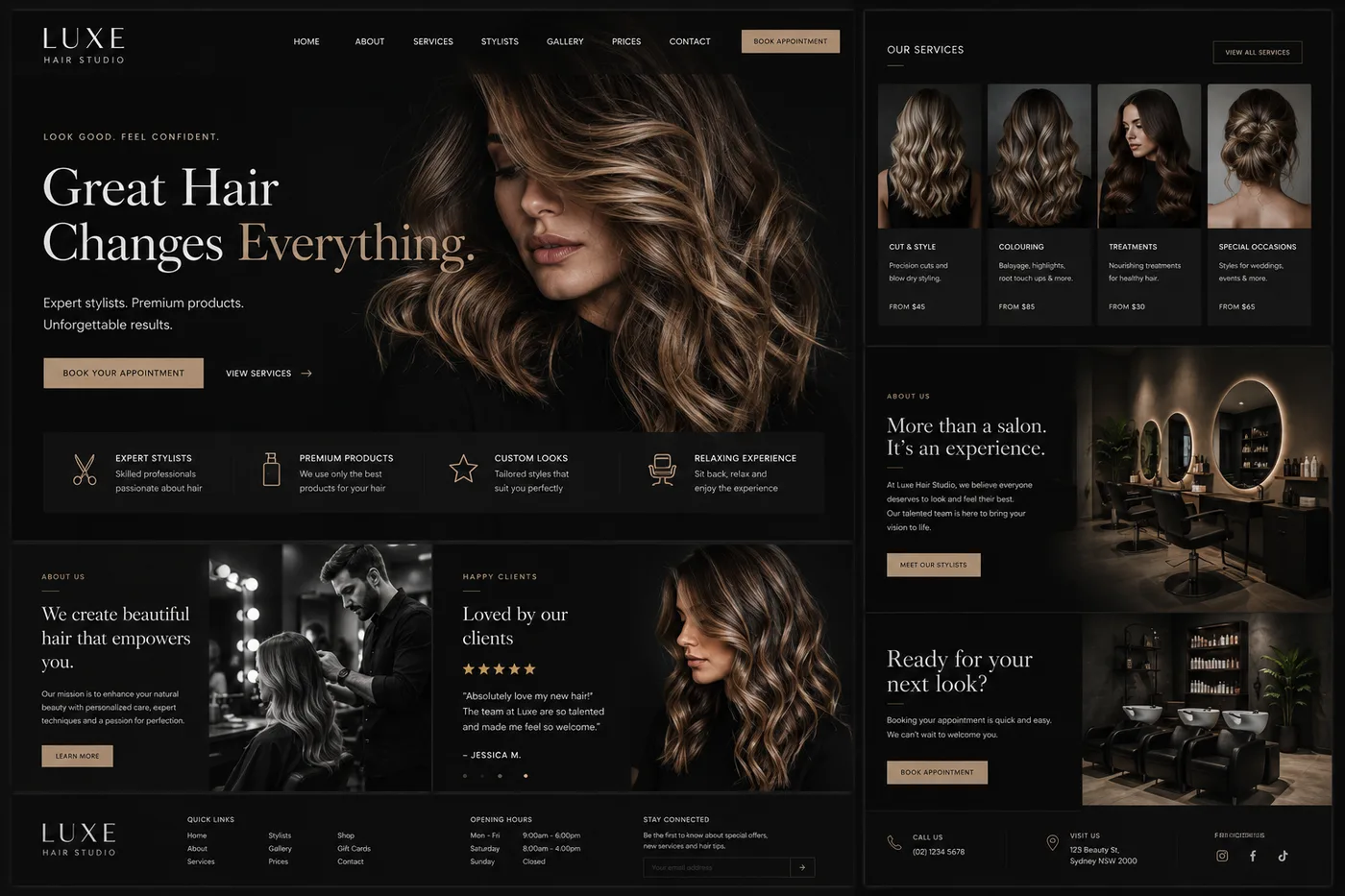 Luxe Hair Studio salon website design