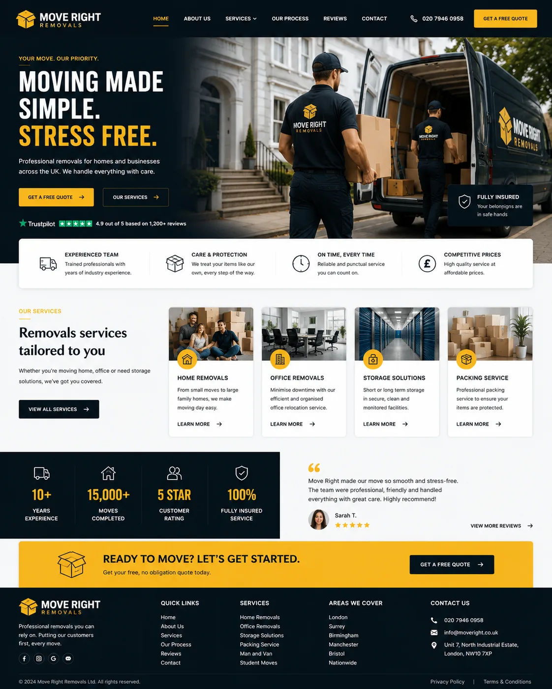 Move Right removals company website design